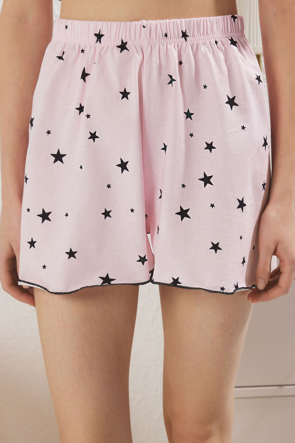 Trendyolmilla Gri Melanj Galaksi Desenli Baby Overlok Detayl? Sortlu Orme Pijama Tak?m? THMSS24PT00203 фото 19