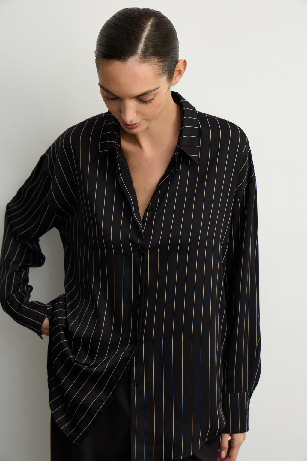 Рубашка с завязками из сатина в полоску - Mollis фото 2