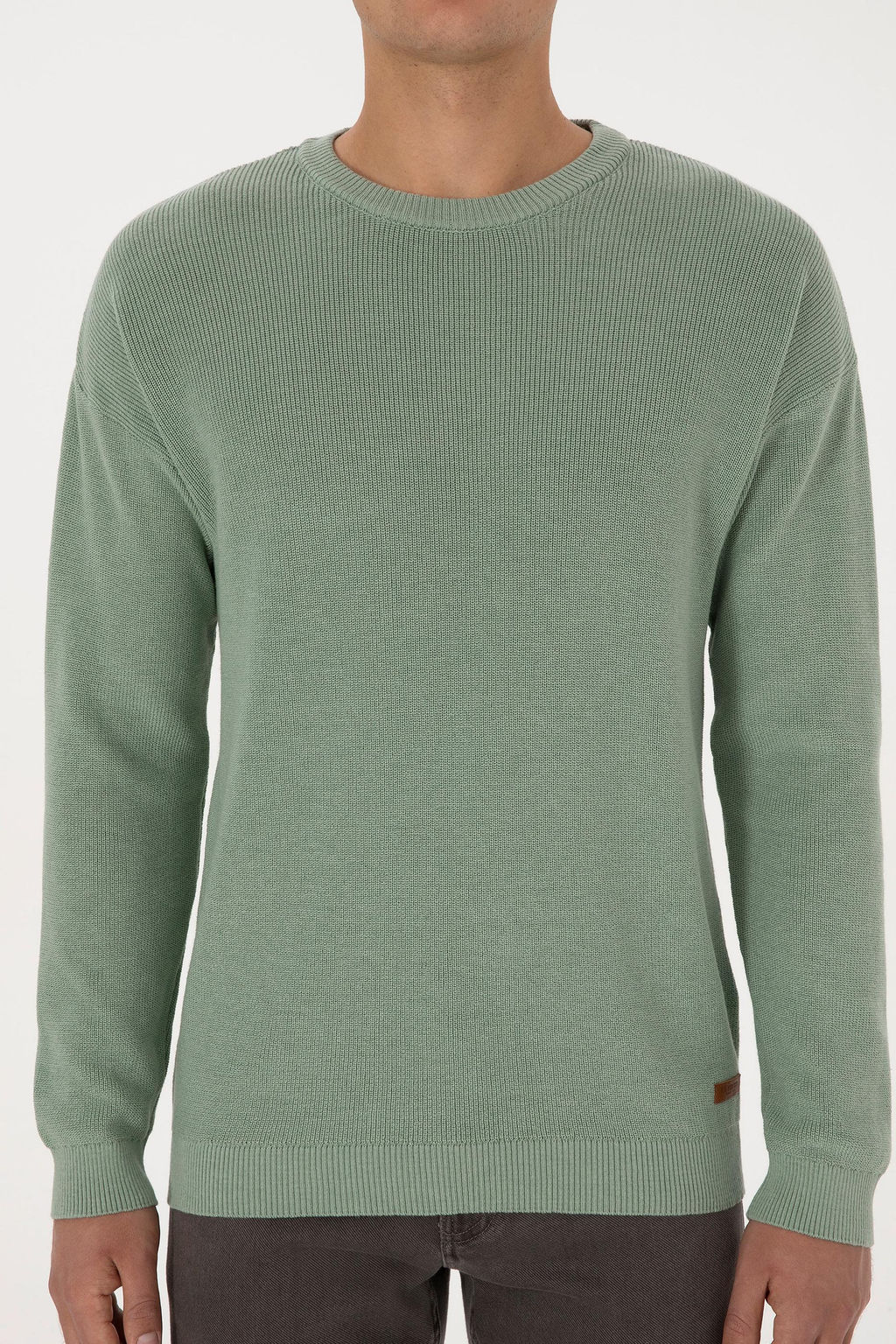 Erkek Comfort Fit Bisiklet Yaka Ye_il Melanj Basic Kazak - U.s. polo assn фото 6