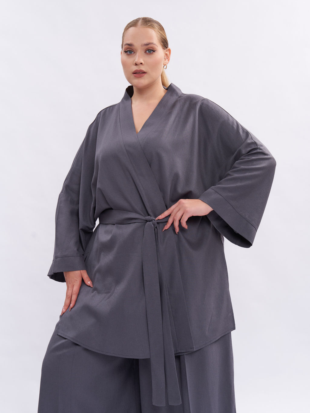 Кардиган кимоно льняной TKA04152GRY23