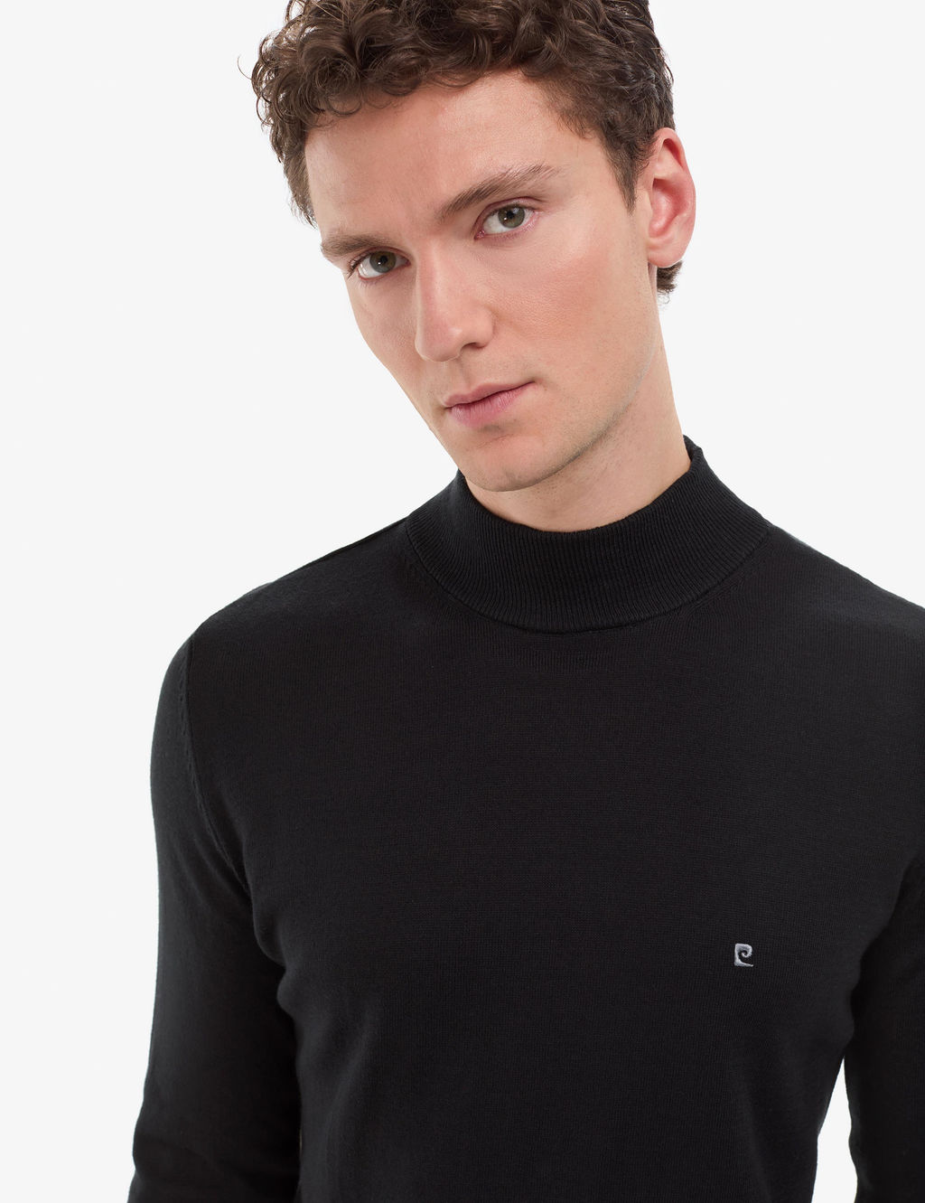 Siyah Slim Fit Yar_m Bal_k__ Yaka Basic Triko Kazak