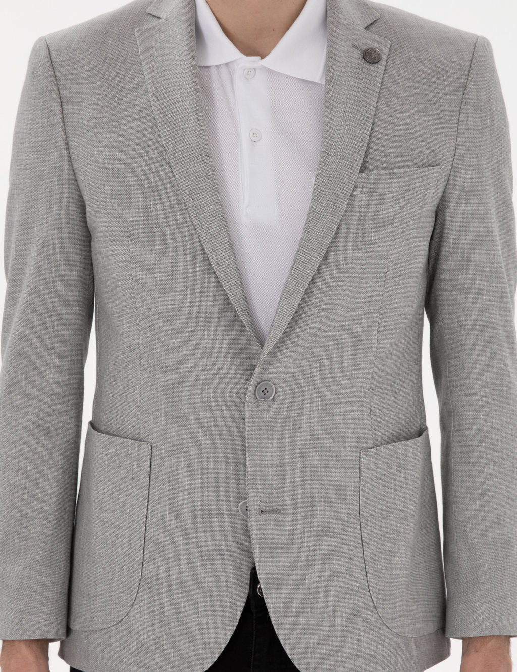 Gri Extra Slim Fit Keten Kar___ml_ Ceket