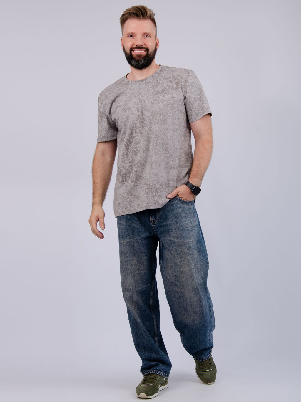 Футболка ФМ-62 светло-серая, трикотаж - Малина фото 3