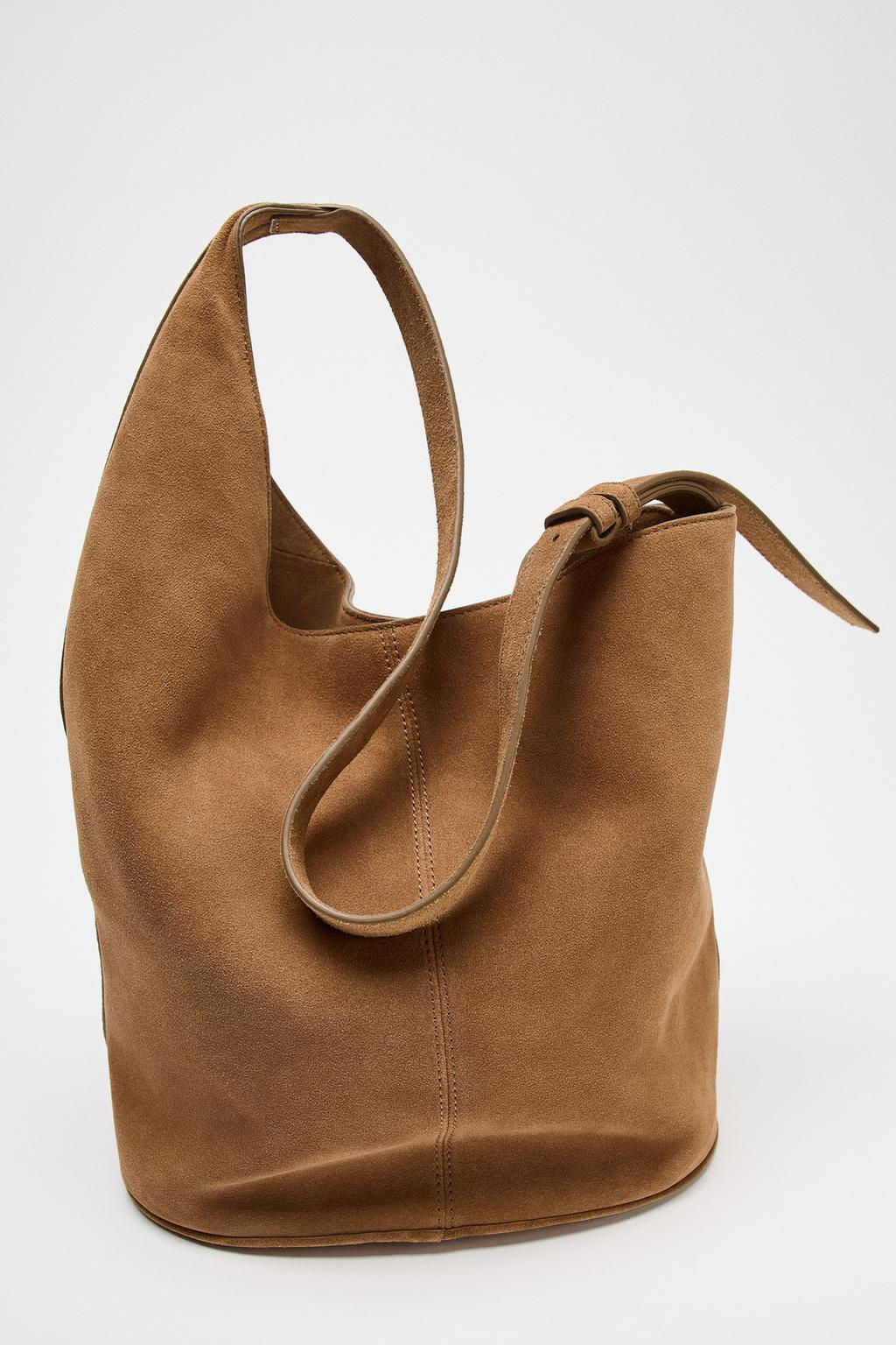ASYMMETRIC SOFT SPLIT SUEDE BUCKET BAG - Zara фото 5