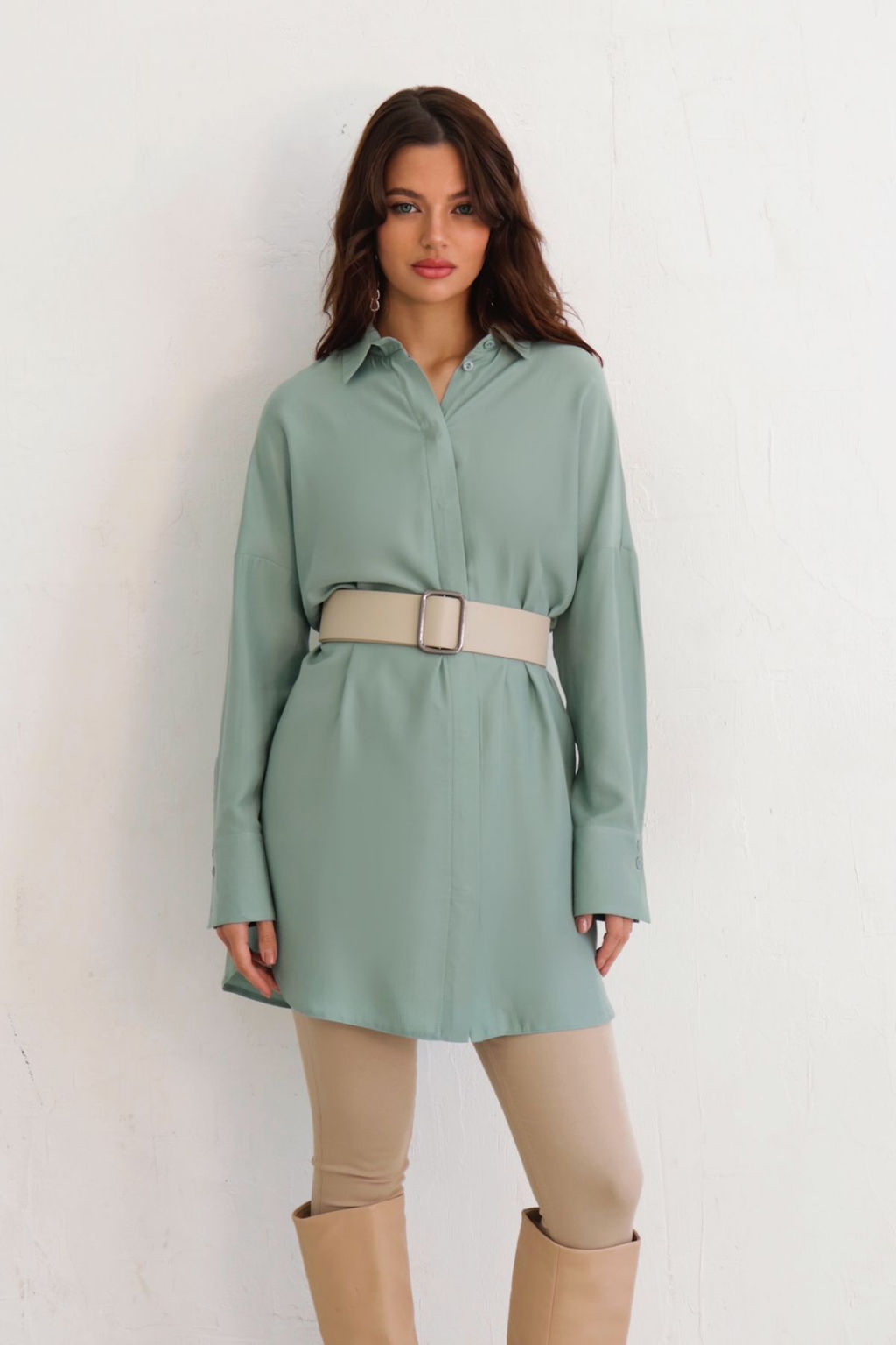 Базовая удлинённая рубашка свободного силуэта - Martichelli фото 52