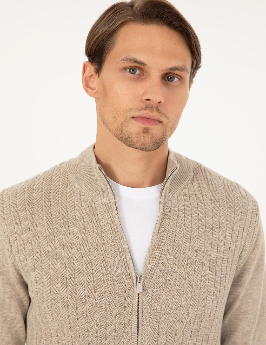Kum Melanj Slim Fit Fermuarl_ Triko H_rka