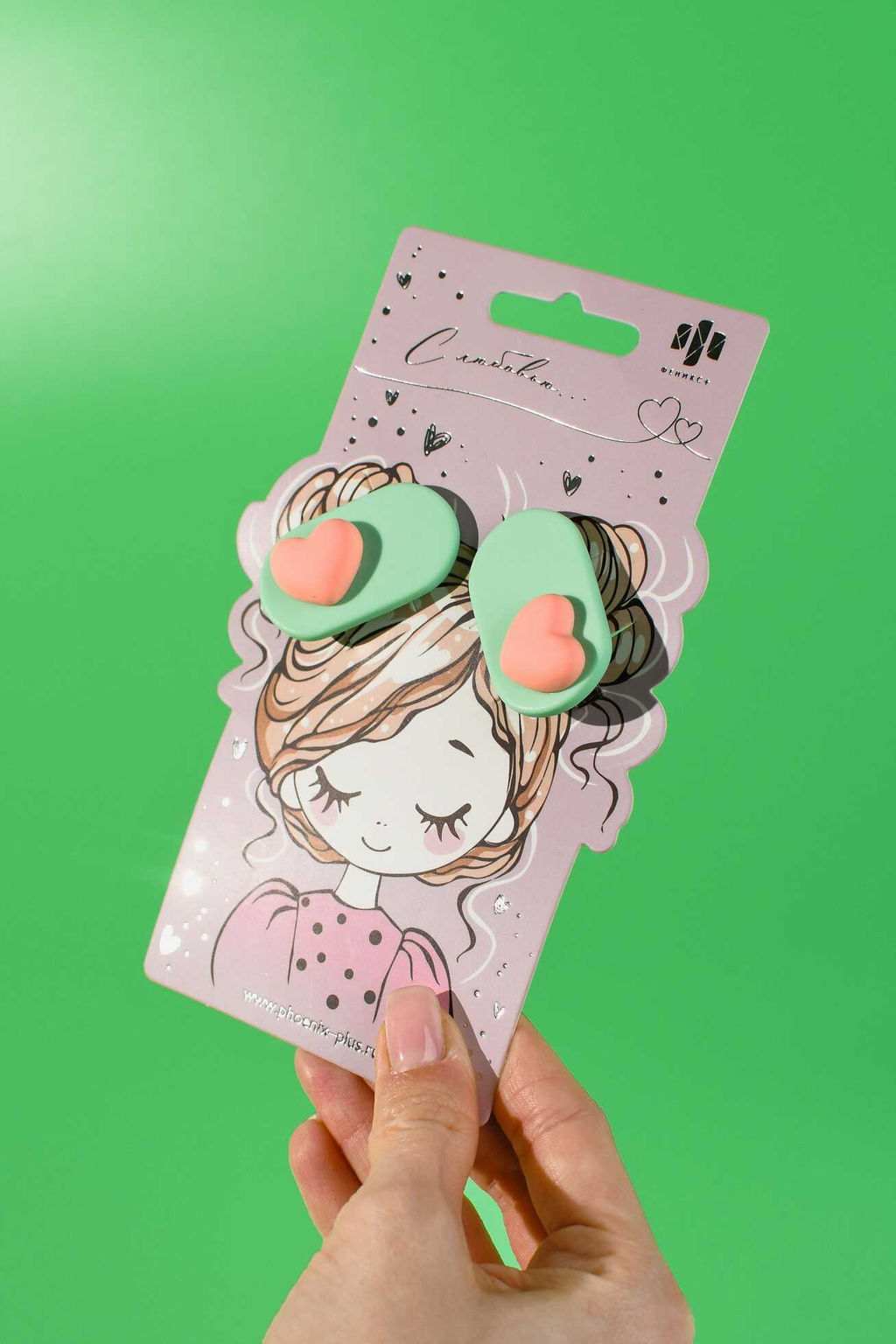 Набор заколок для волос зажим, арт. 71779 / 10 СЕРДЕЧКИ (в наборе: 2шт., 3,9 см, черный металл, по