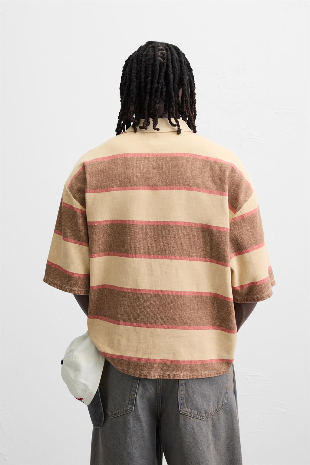 STRIPED WASHED POLO SHIRT - Zara фото 3