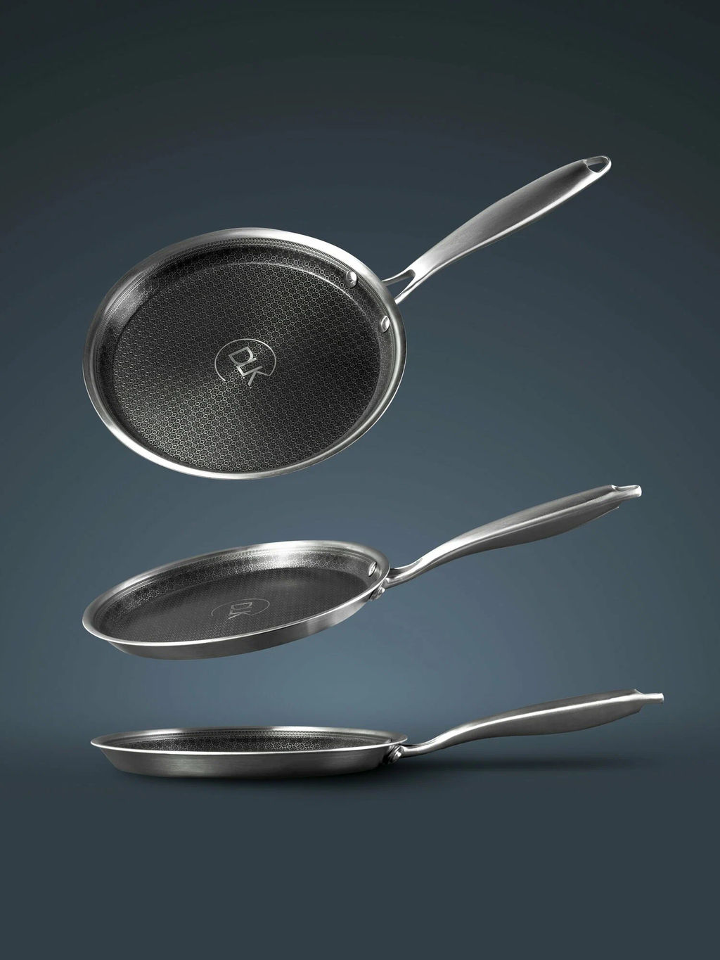 Сковорода блинная из нерж.стали без крышки 22х2см.с воронением и керамич.покрытием внутри.арт5550-22 - D.L.K. фото 7