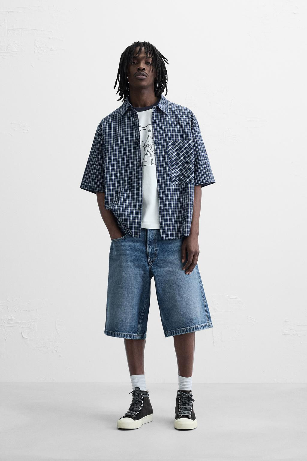 BASIC BAGGY FIT DENIM BERMUDA - Zara фото 21