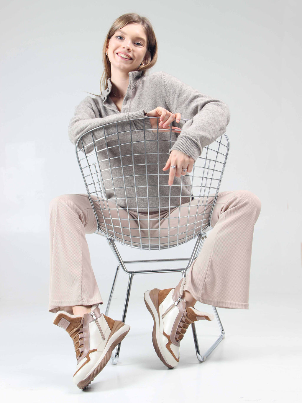 Ботинки 350.uno2br. беж какао/Шерсть