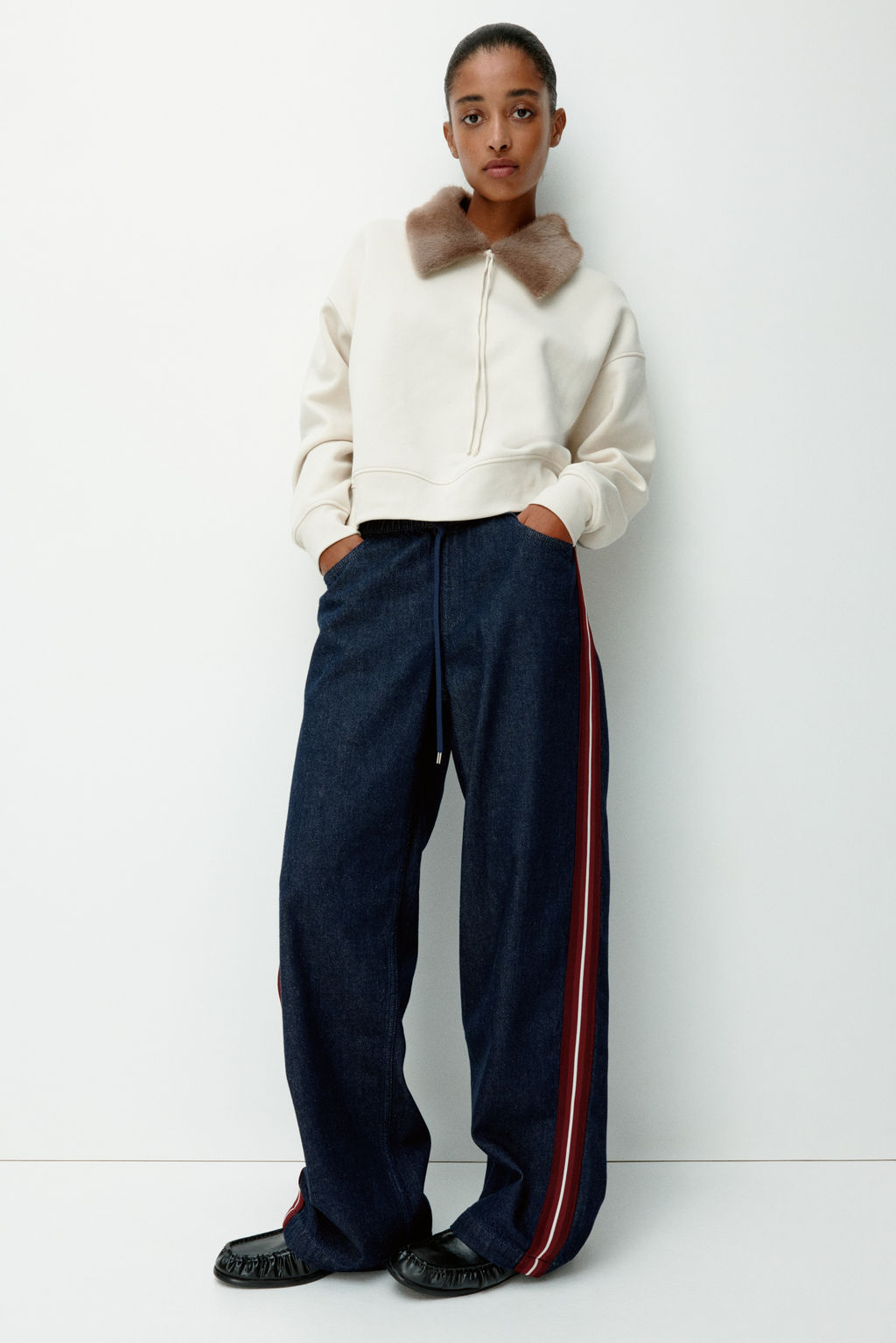Pantal?n denim con cord?n de ajuste - H&m фото 5