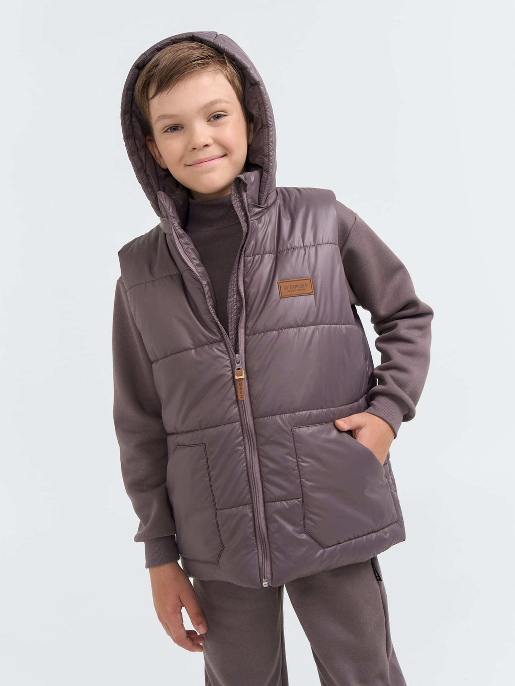 Жилет со съемным капюшоном Темный шоколад 7+ - Bungly фото 8