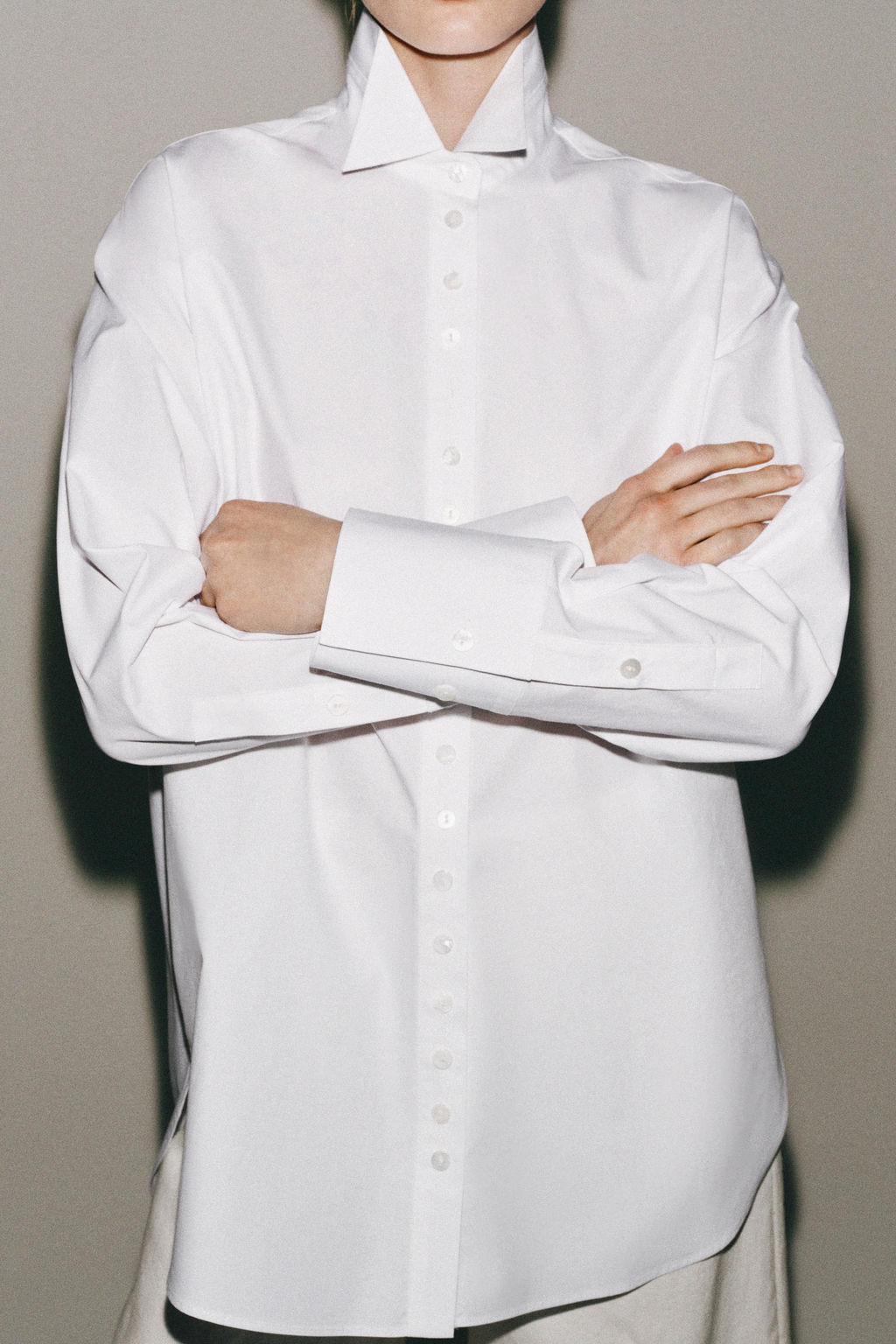 CAMISA POPEL?N BOTONES ZW COLLECTION / Blanco - Zara фото 4