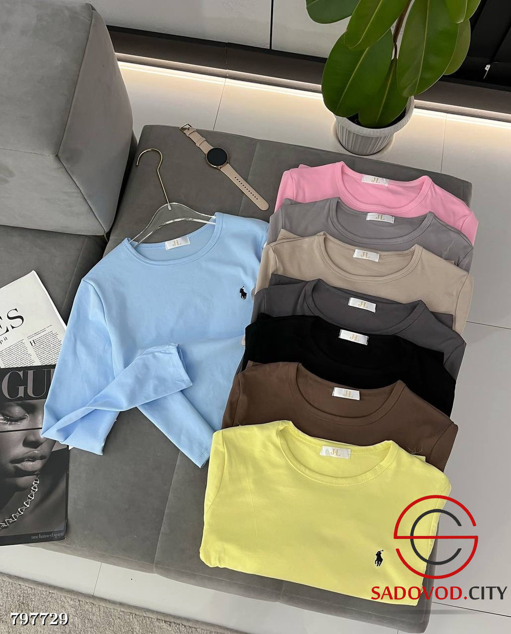 лонгслив женский однотонный