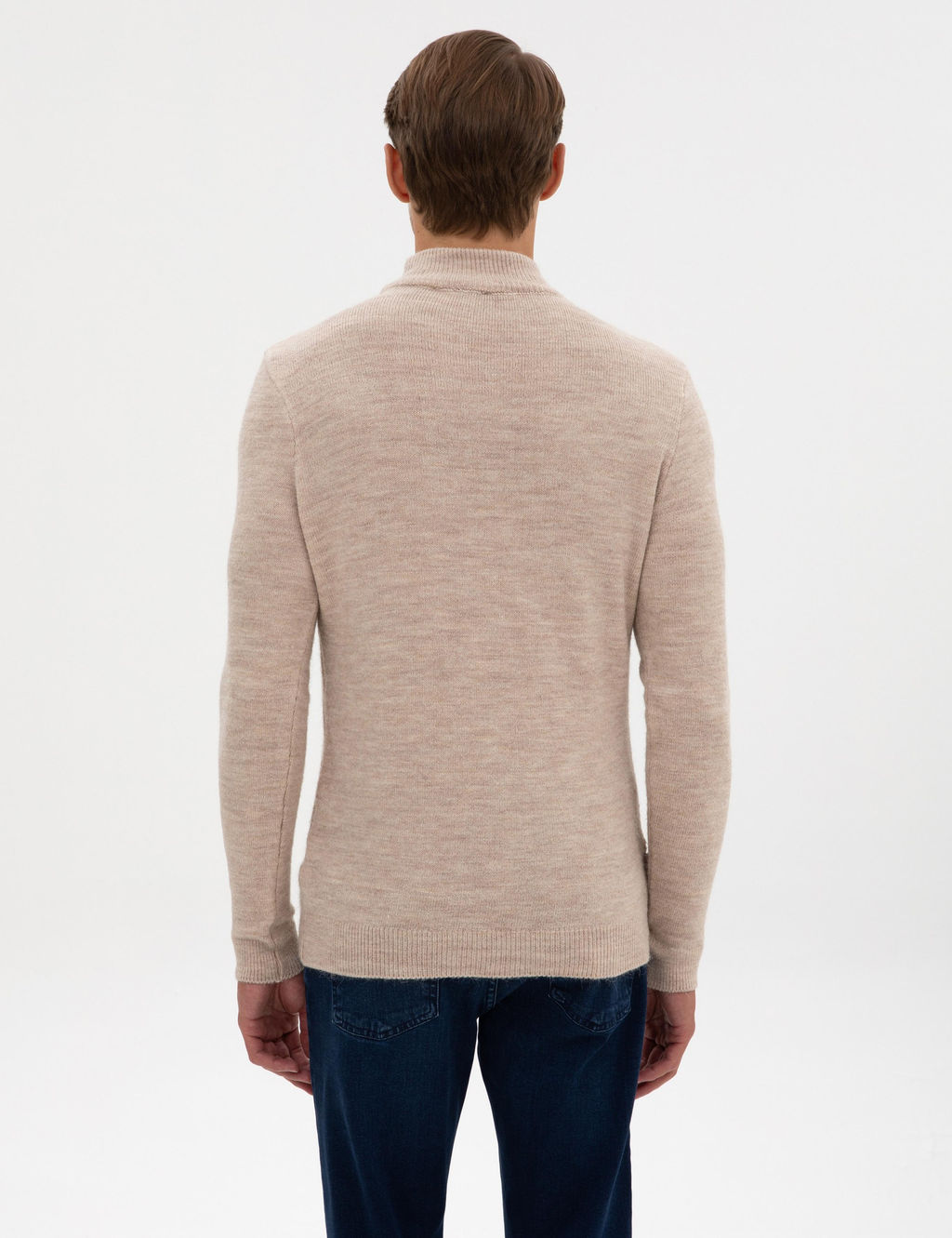 Bej Slim Fit Yar_m Bal_k__ Yaka Triko Kazak - Pierre cardin фото 5