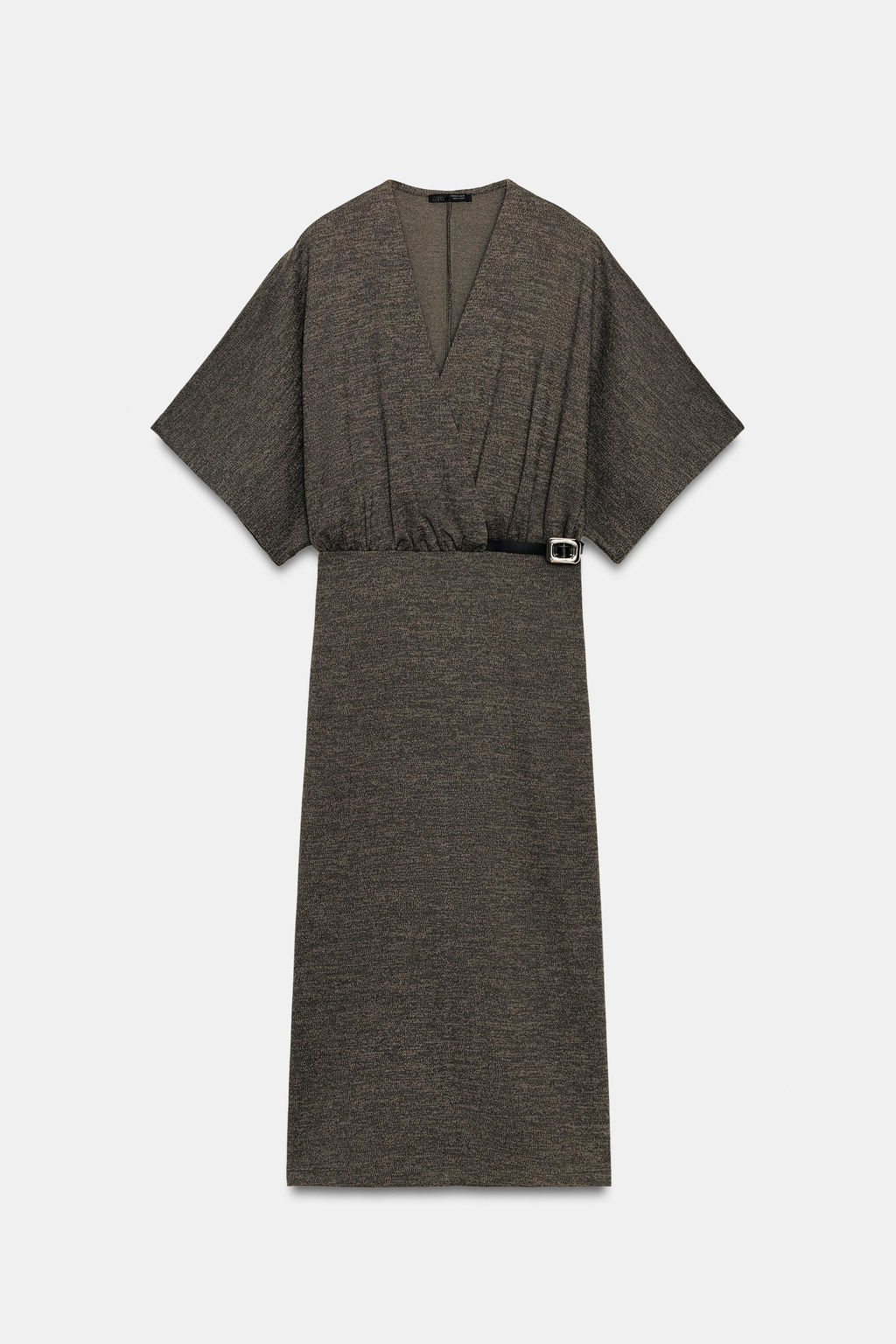 VESTIDO MIDI PIQU? CINTUR?N / Verde oscuro - Zara фото 7