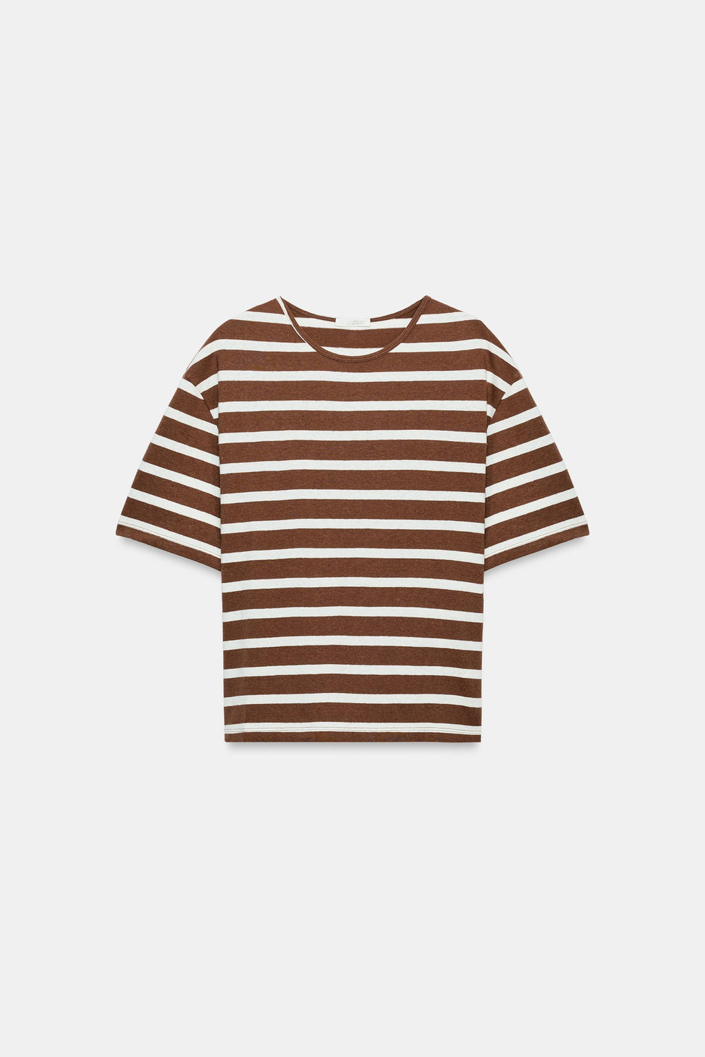 CAMISETA MANGA CORTA RAYAS / Marr?n - Zara фото 6