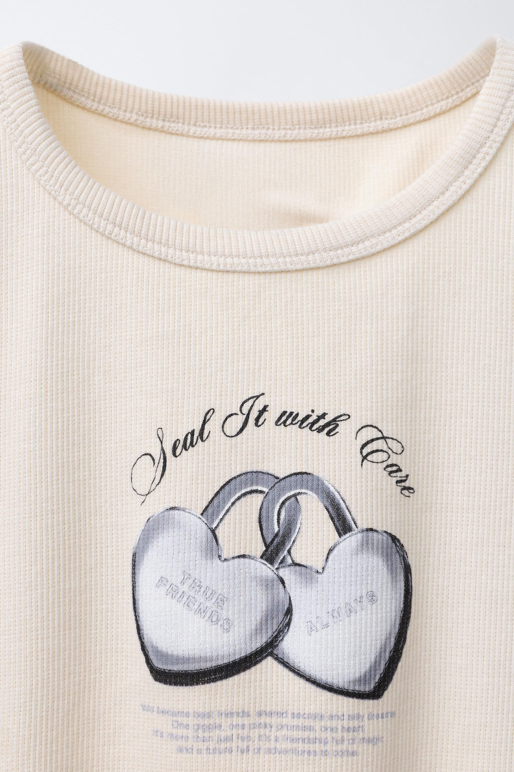 RIBBED T-SHIRT WITH HEARTS AND SLOGAN