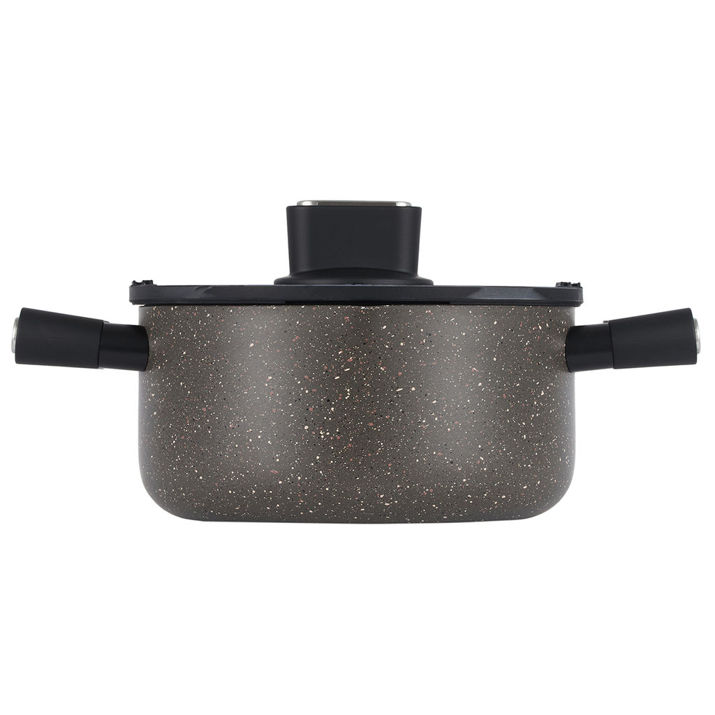 51450 WERNER Кастрюля ORGANIC STONE STYLE 20x10,0 см/2,8 л с индукционным дном, с двухслойным антипригарным покрытием Pfluon, бакелитовая ручка с покрытием Soft Touch. Цвет: коричневый. Материал: прессованный алюминий. Толщина стенок и дна: 2,6 мм.  фото 3