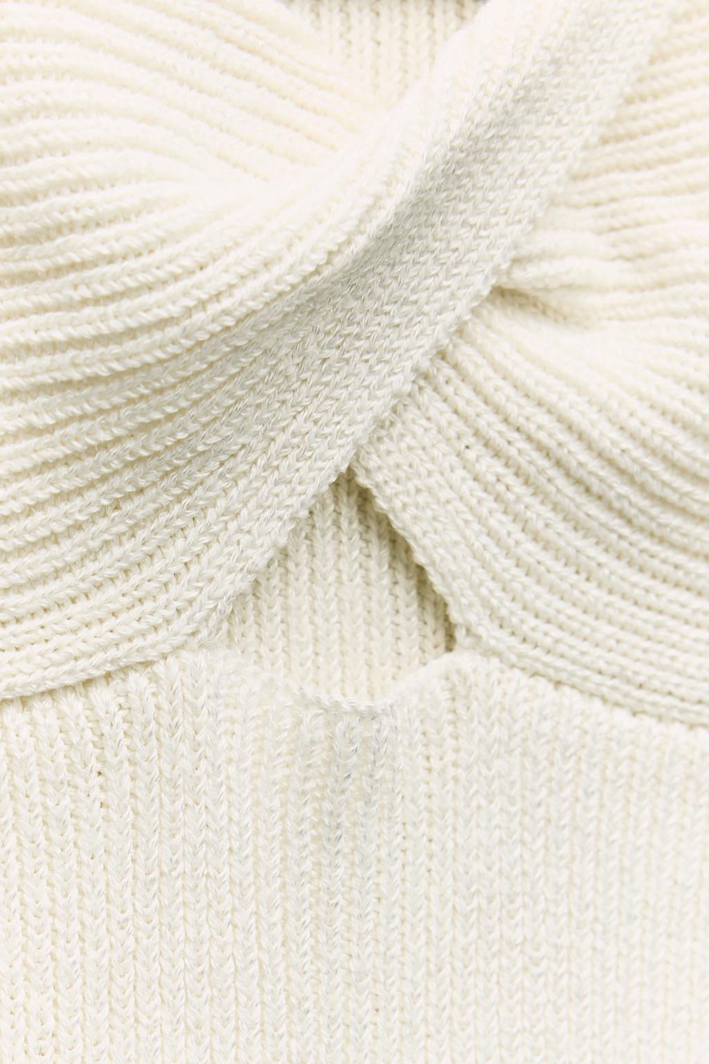 PLAIN LINEN BLEND KNIT TOP WITH KNOT DETAIL - Zara фото 5
