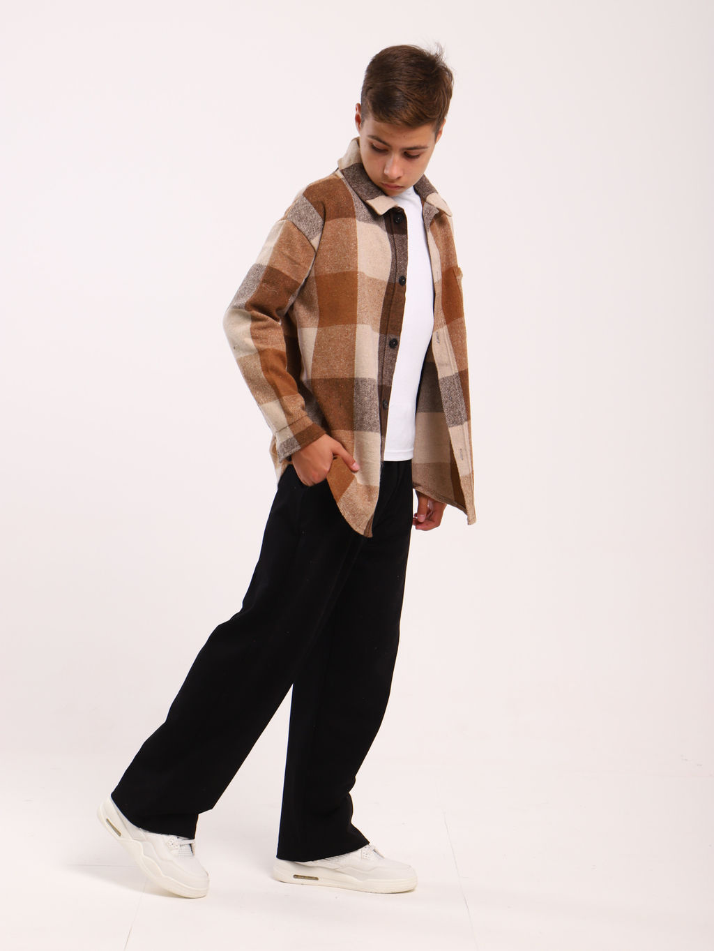 Рубашка Гранж коричневая клетка - Ладошки фото 2