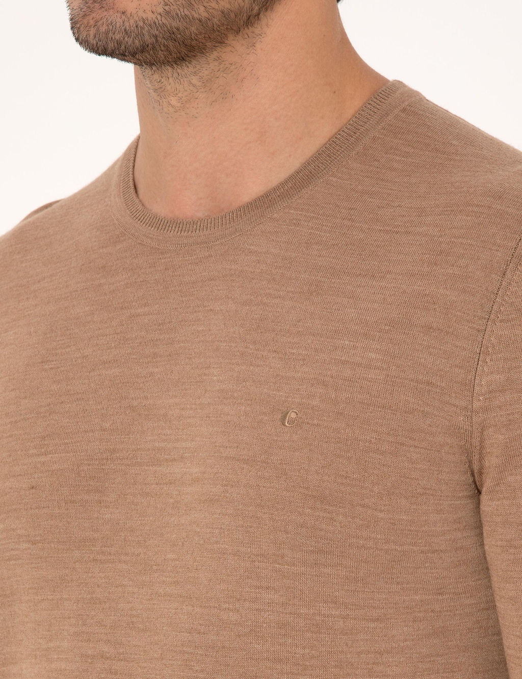 Camel Slim Fit Y_n Kar___ml_ Bisiklet Yaka Basic Triko Kazak - Cacharel фото 7