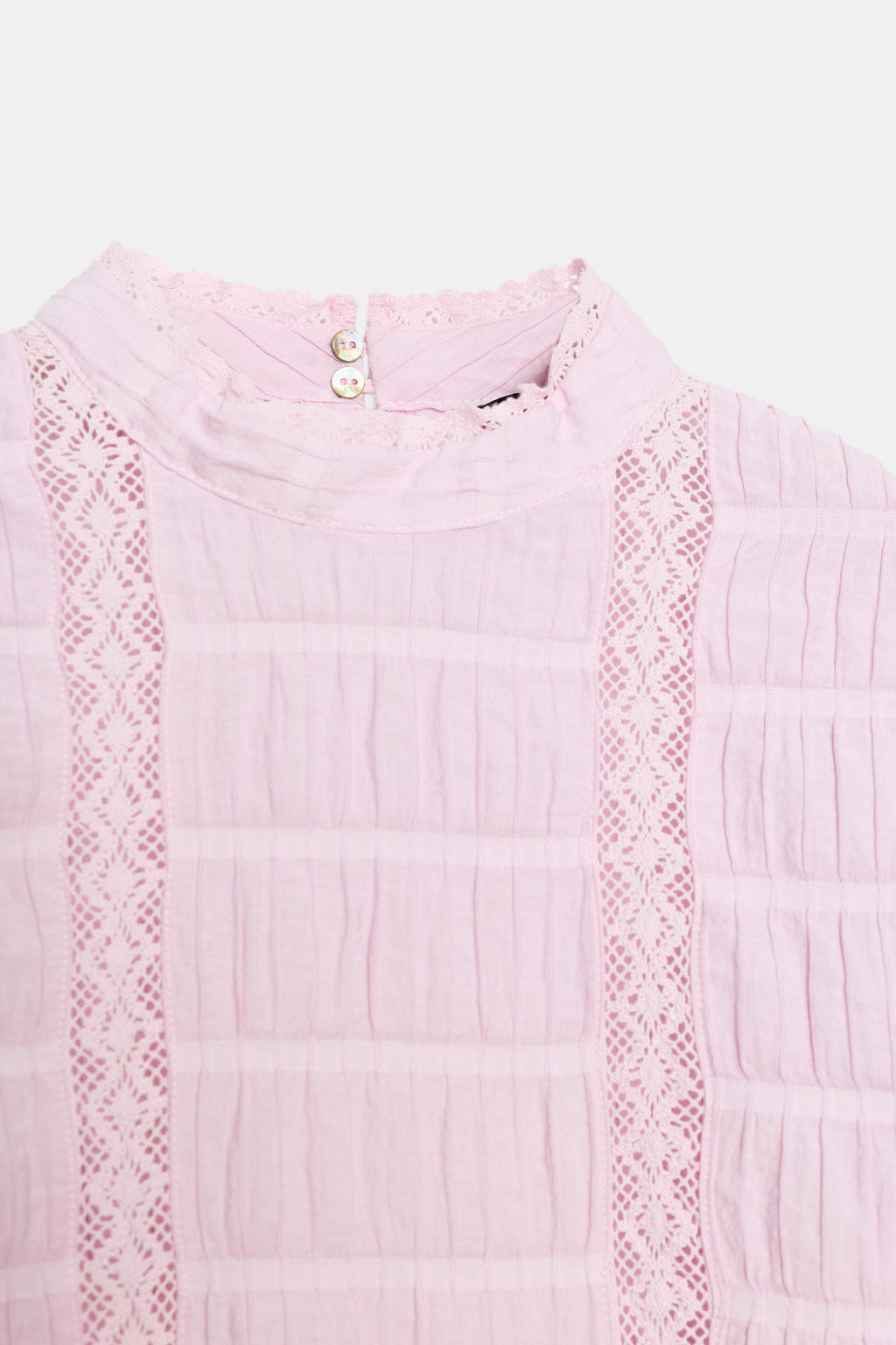 CAMISA ENTREDOSES MANGA GLOBO / Rosa - Zara фото 7