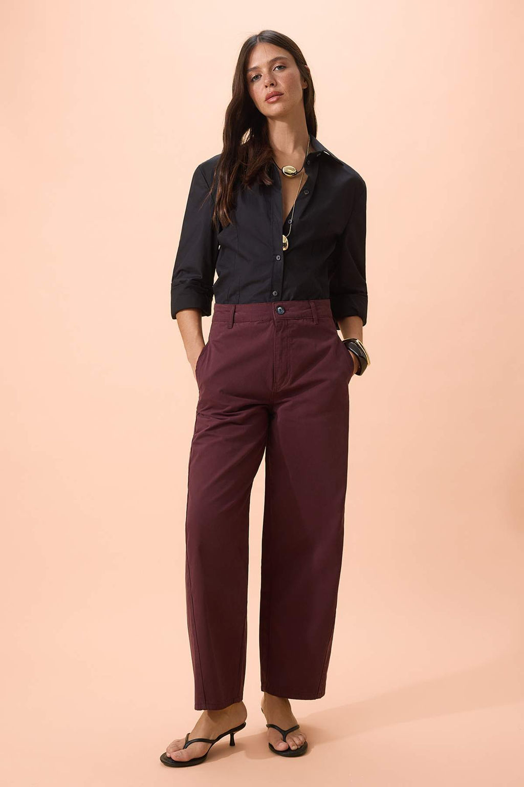 Beyaz Gabardin Kal?n Yumusak Tuseli Barrel Pantolon TWOSS26PL00084 - Trendyolmilla фото 3