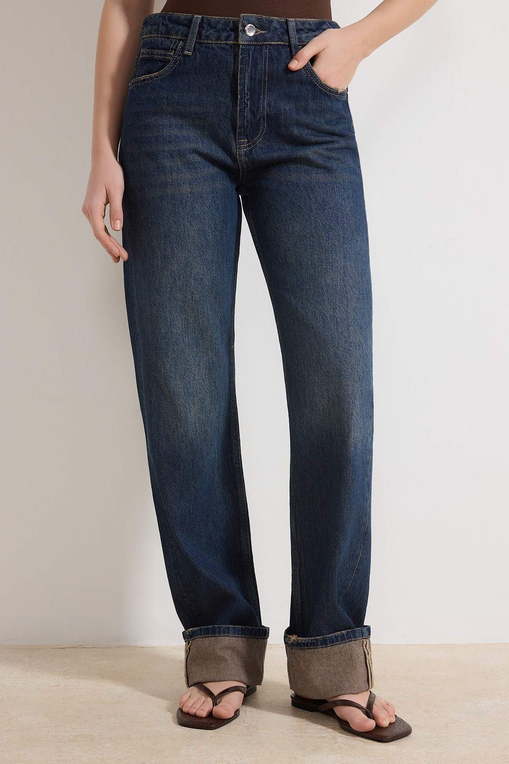 Mavi Paca Katlamal? Yuksek Bel %100 Pamuk Straight Jeans TWOSS26JE00009 - Trendyolmilla фото 3
