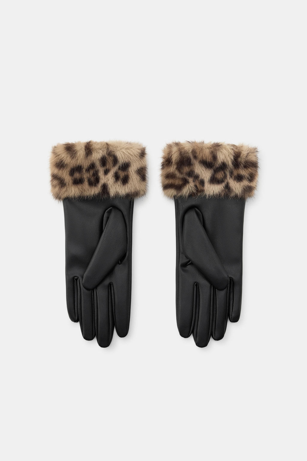 FAUX LEATHER FAUX FUR ANIMAL PRINT GLOVES - Zara фото 4