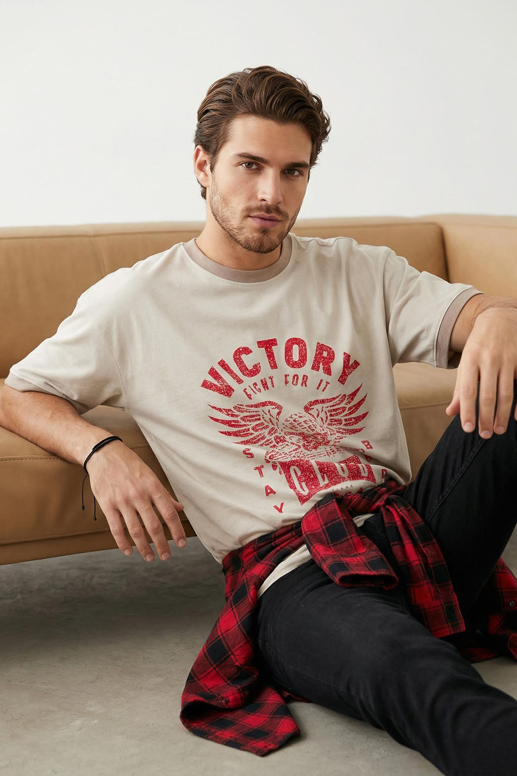 TRENDYOL MAN Tas Oversize/Genis Kesim Kollar? Seritli Bask?l? %100 Pamuklu T-Shirt TMNSS25TS00053 - Trendyolmilla фото 7