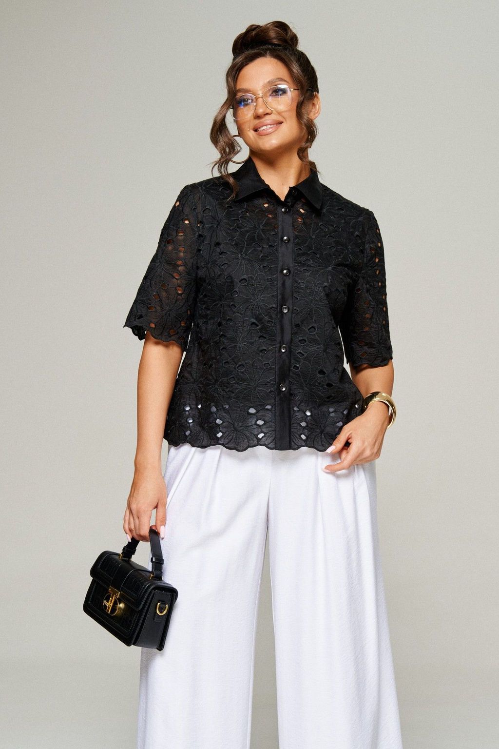 Комплект 6323 чёрный+белый, Брюки, Блуза - B&F фото 5