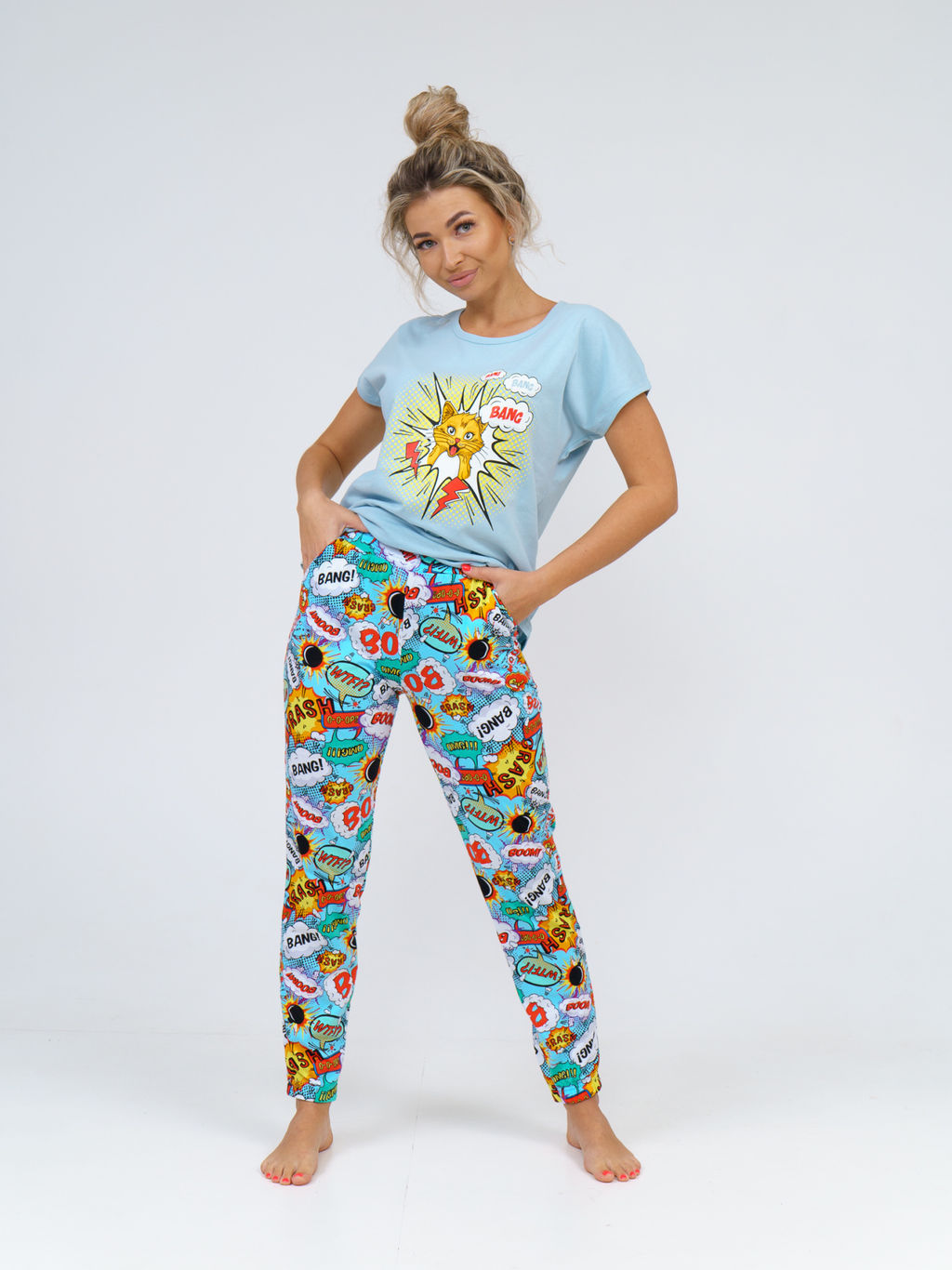 800 Пижама "Взрыв/Голубой"