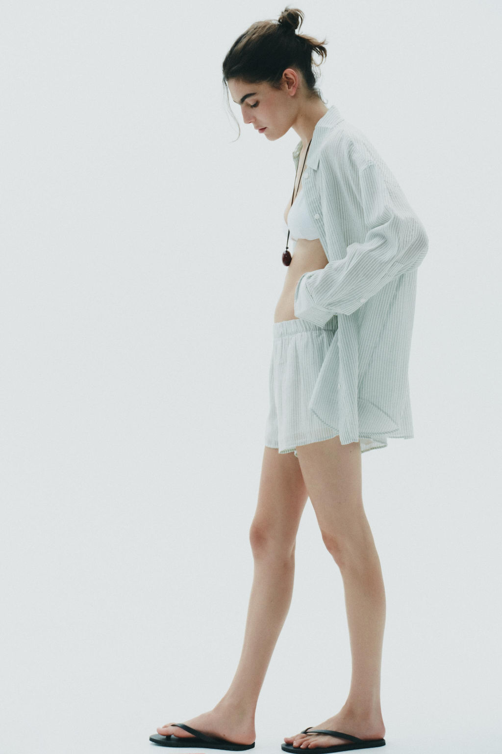STRIPED GAUZE PYJAMA SHORTS - Zara фото 4