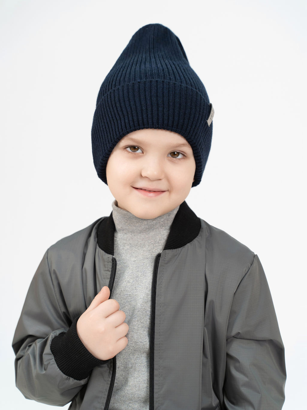 Шапка вязаная темно-синияя Ш-113 (52-54)