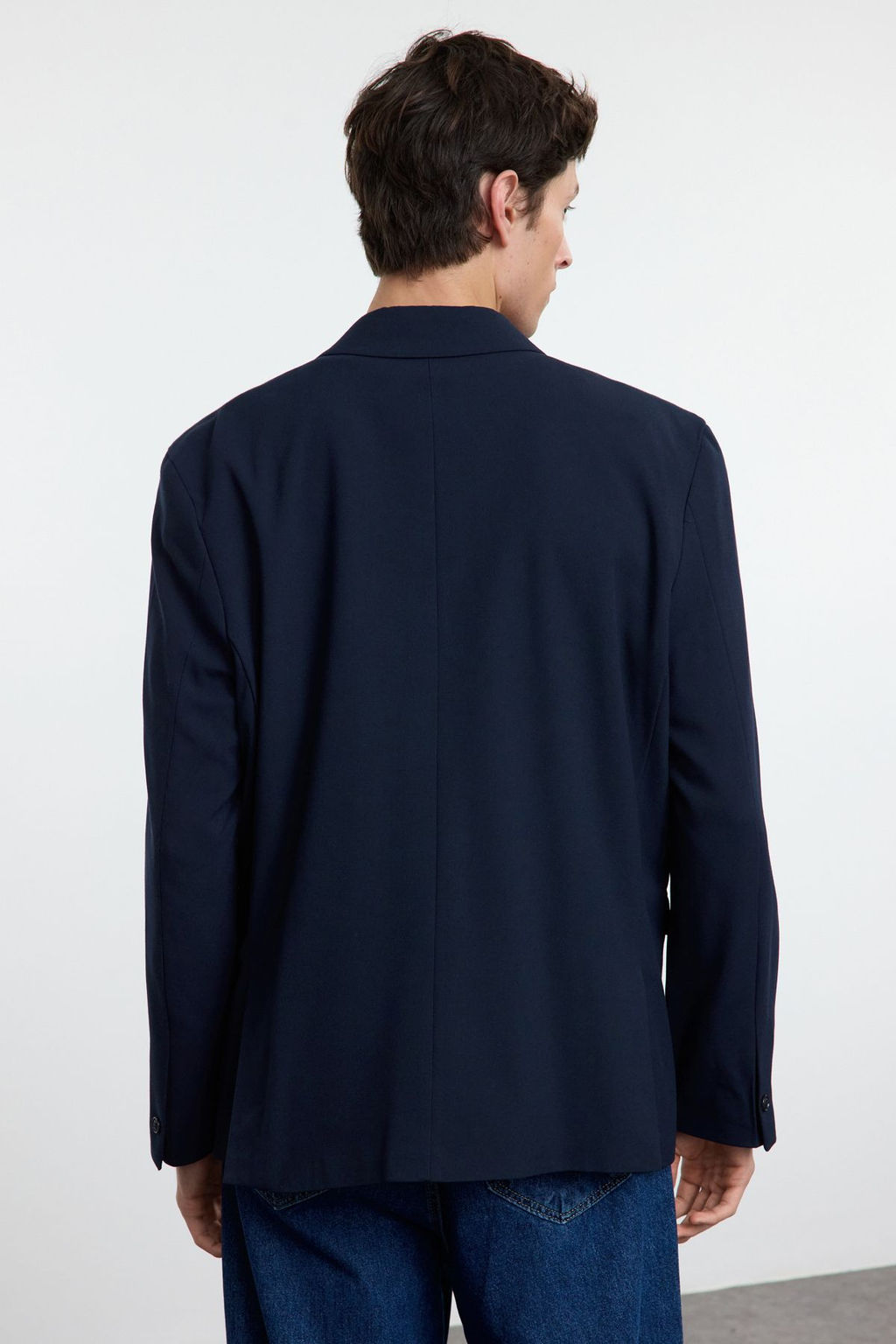 TRENDYOL MAN Lacivert Regular Fit Dusuk Omuz Genis Kal?p Dokuma Klasik Blazer Ceket TMNAW25BC00002 - Trendyolmilla фото 6
