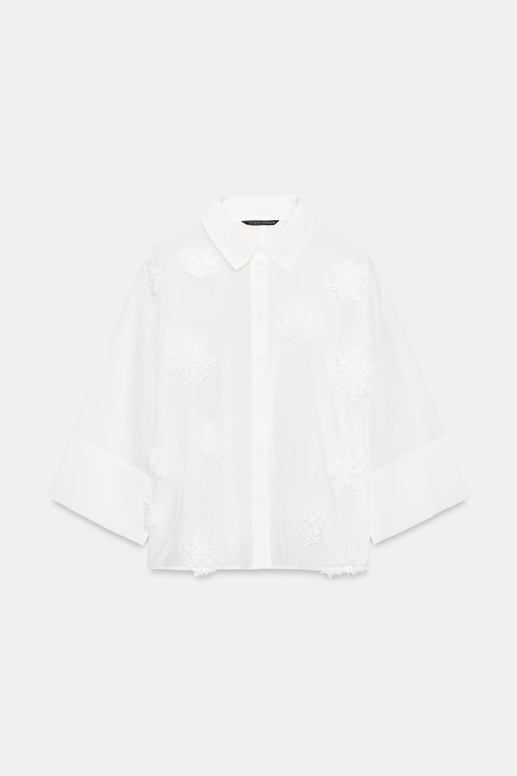 CAMISA FLUIDA FLORES RELIEVE / Blanco - Zara фото 6