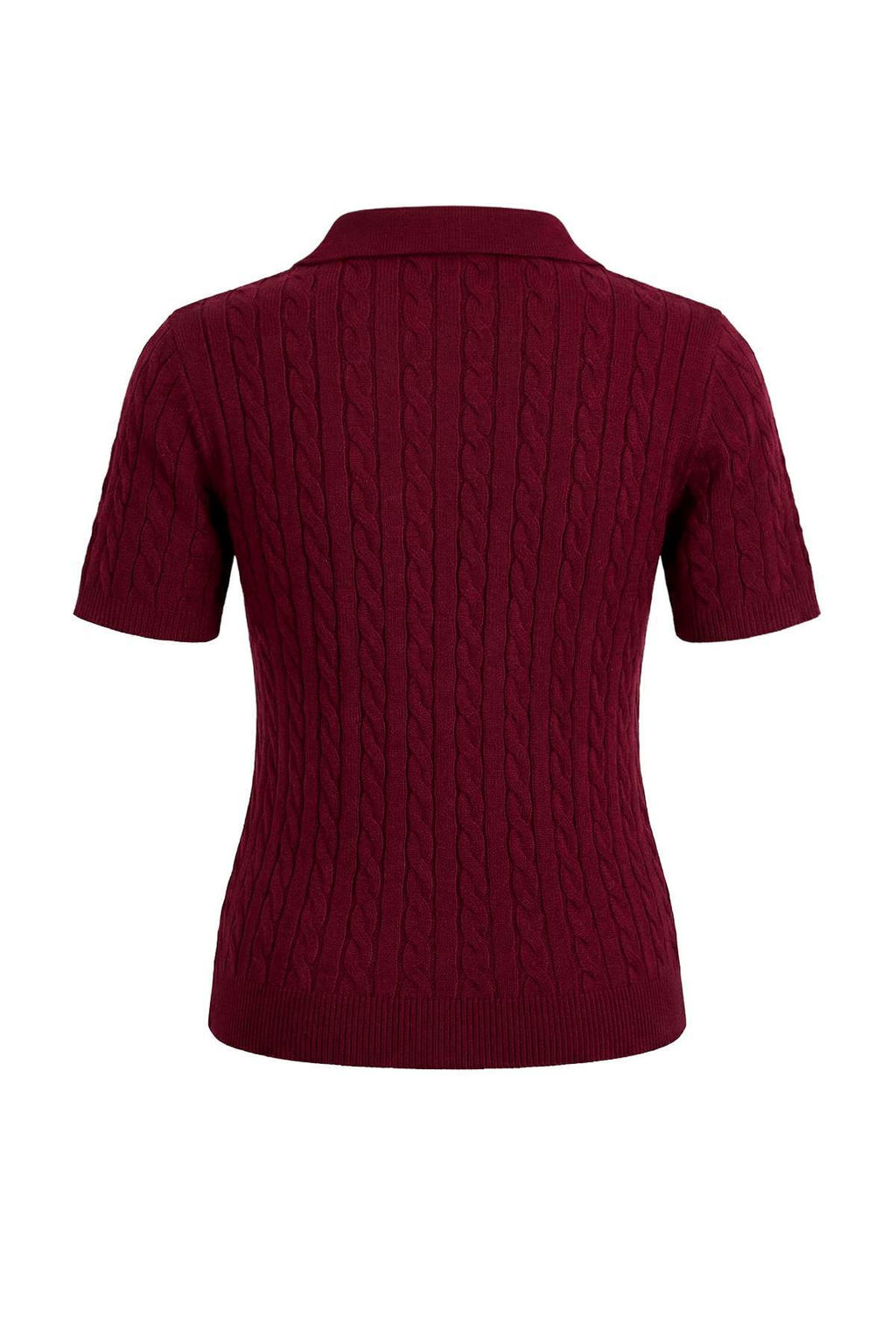 Bordo At Nak?sl? Polo Yaka Sac Orgu Triko Bluz TWOSS26BZ00163