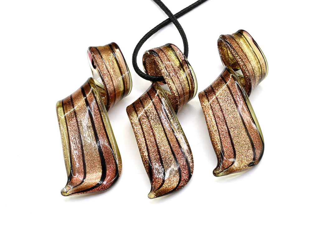 Кулон в форме Ленты из муранского стекла 27*55мм цв.сиреневый