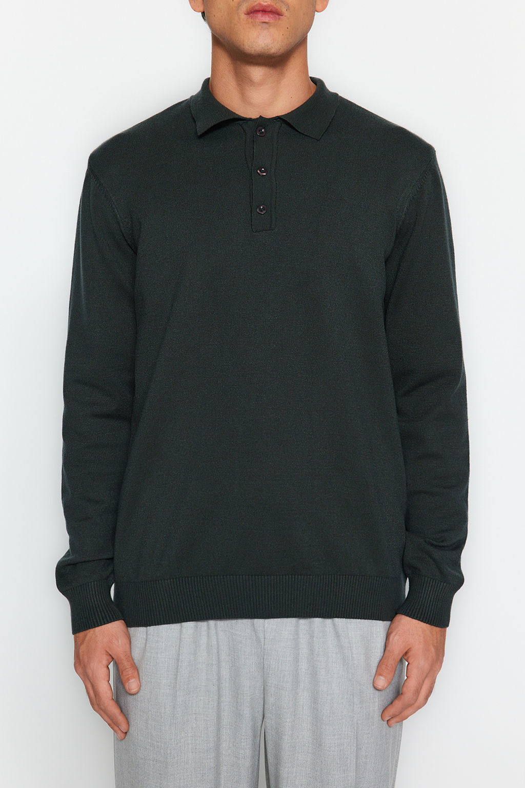 TRENDYOL MAN Lacivert Erkek Regular Polo Yaka Duz Triko Kazak TMNAW24KZ00067 - Trendyolmilla фото 4
