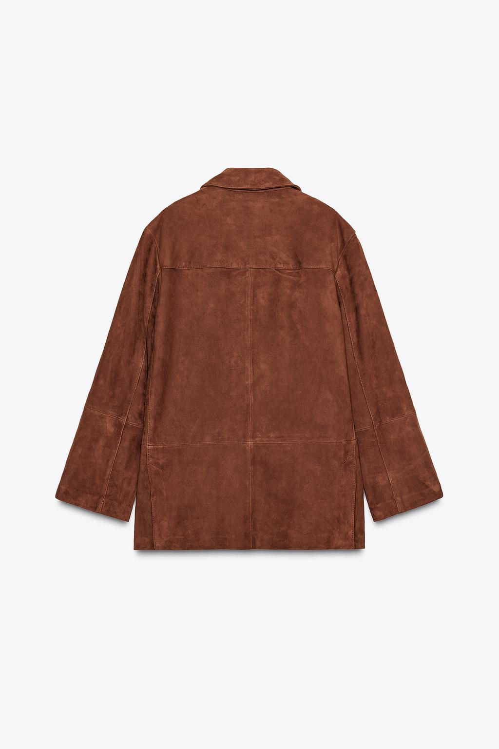ZW COLLECTION LIMITED EDITION OVERSIZED SUEDE LEATHER BLAZER - Zara фото 9