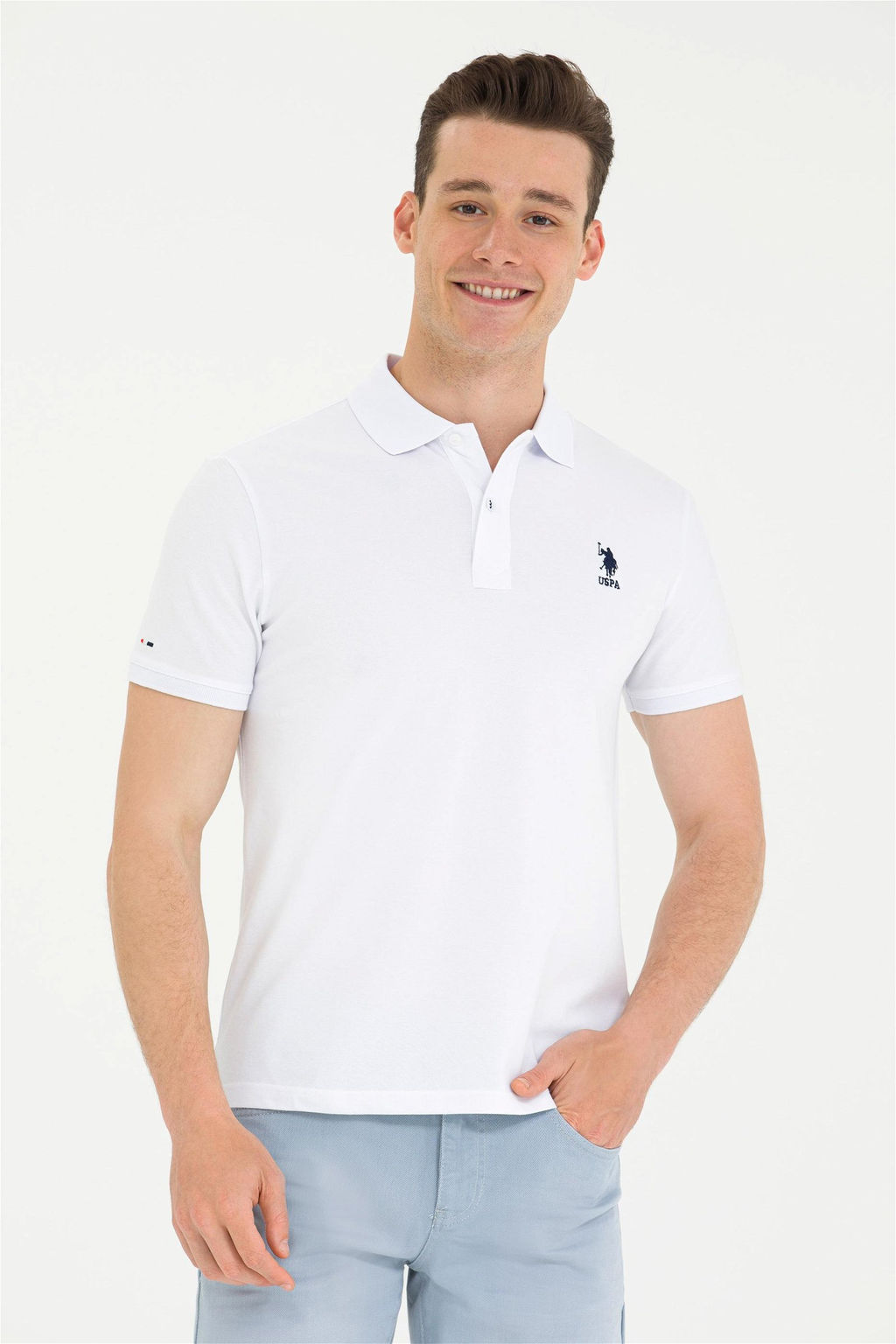 U. S. Polo Assn Мужская белая базовая футболка с воротником-поло - U.s. polo assn фото 10