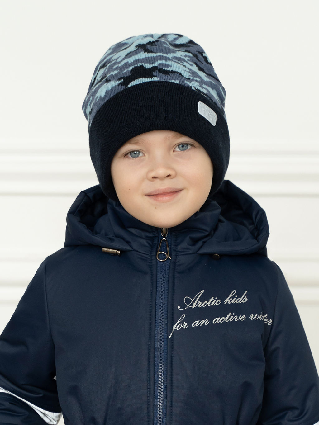 Шапка вязаная камуфляж темносиний