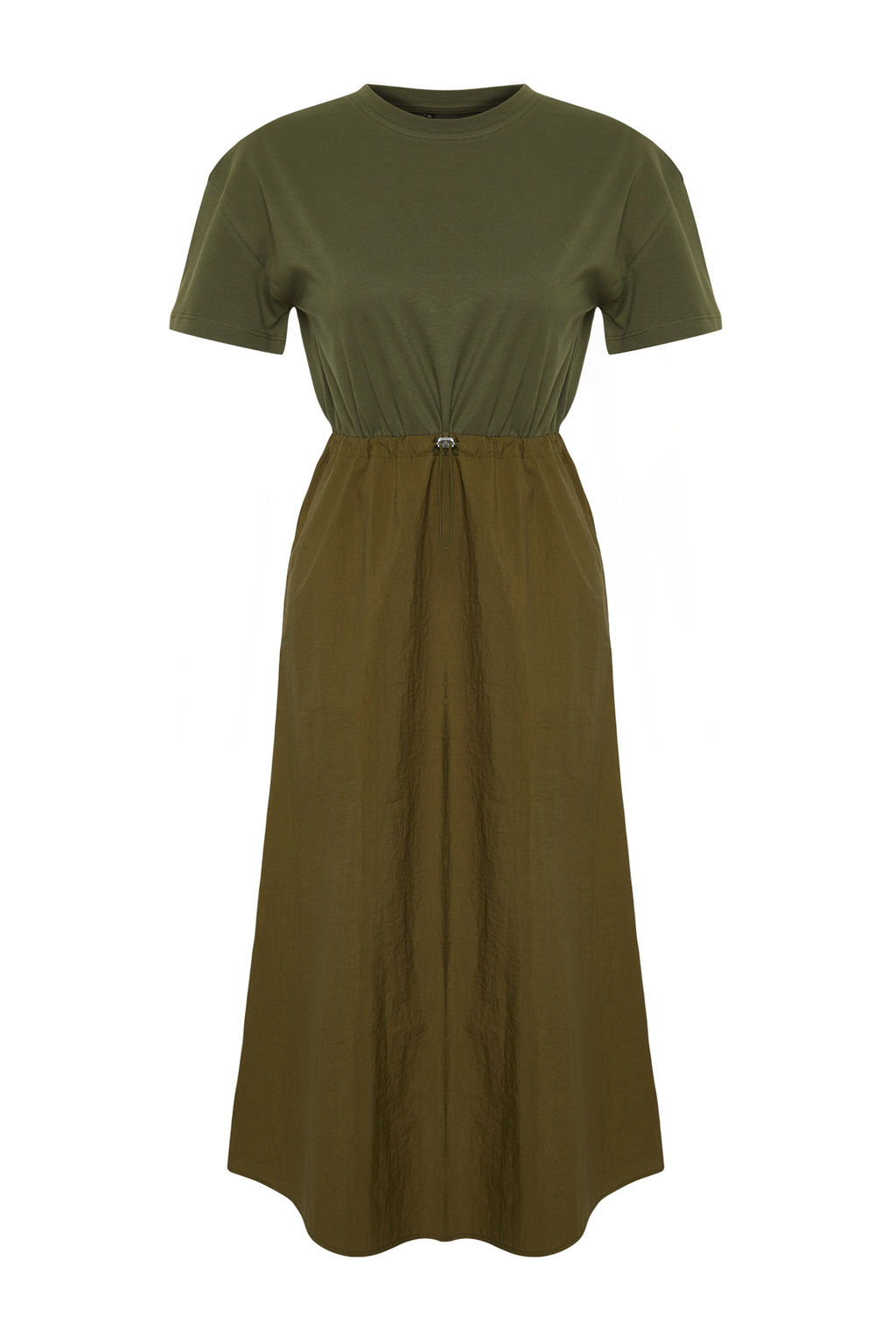 Haki A Kesim Orme Kumas Detayl? Midi Dokuma Elbise TWOSS24EL00447 - Trendyolmilla фото 7