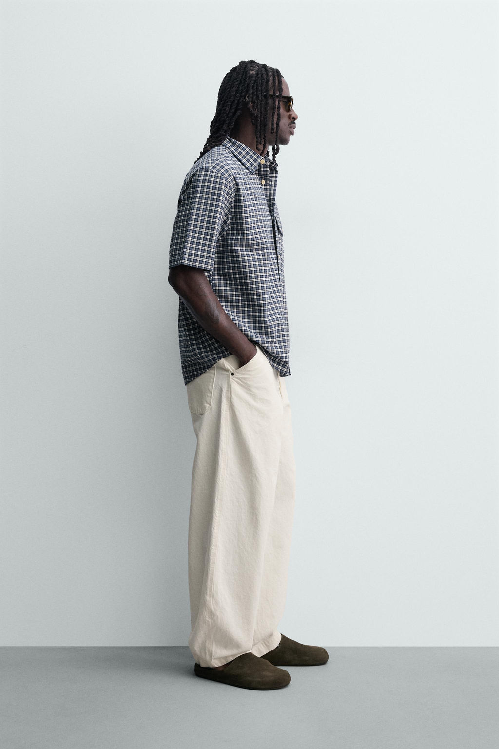 PANTAL?N CARPINTERO RELAXED FIT / Blanco roto - Zara фото 4
