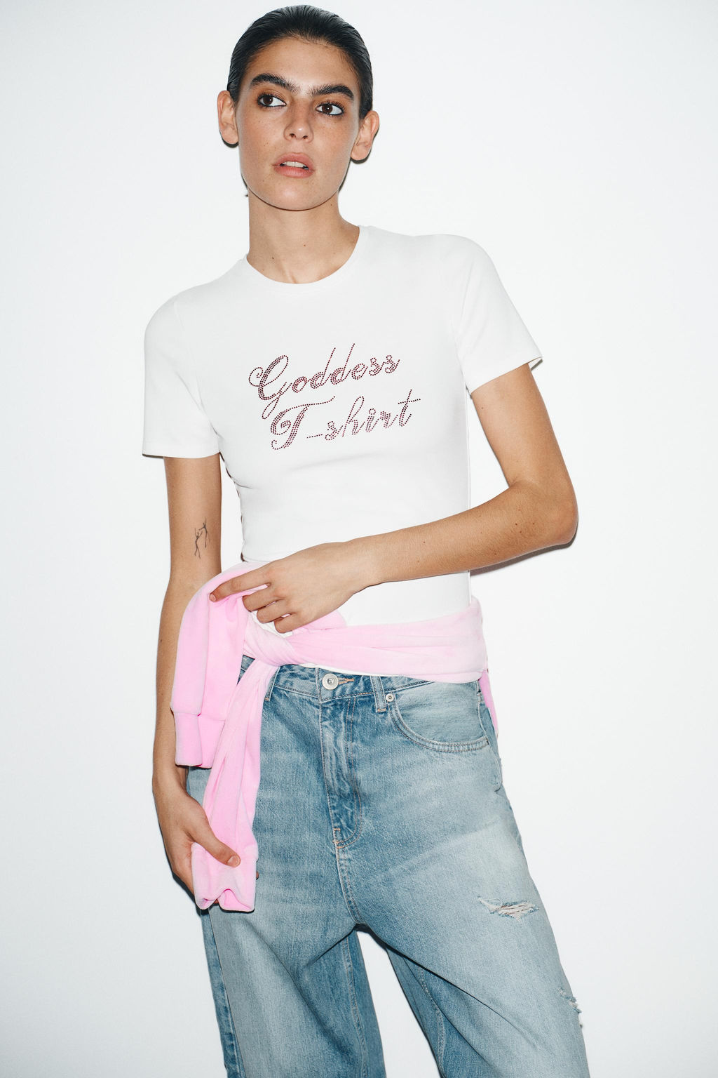 RHINESTONE SLOGAN T-SHIRT - Zara фото 3