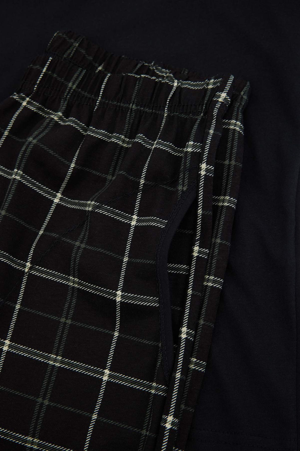 Siyah Regular/Normal Kesim Ekose/Kareli Pamuklu Orme Pijama Tak?m? TMNSS26PT00048 - Trendyolmilla фото 2