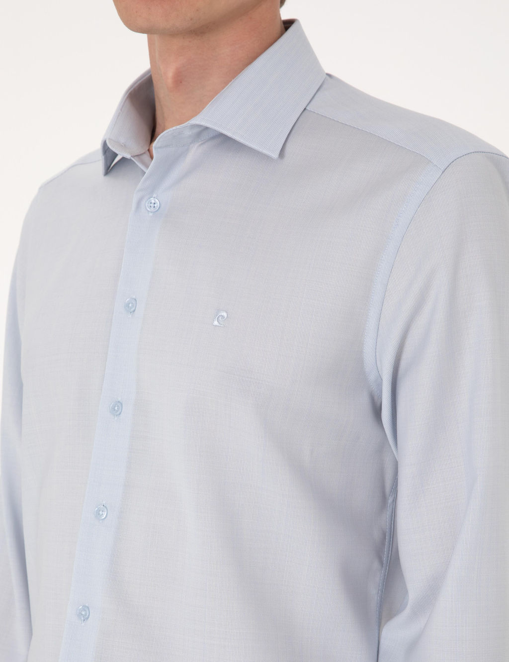 A__k Mavi Slim Fit %100 Y_n Uzun Kollu G_mlek
