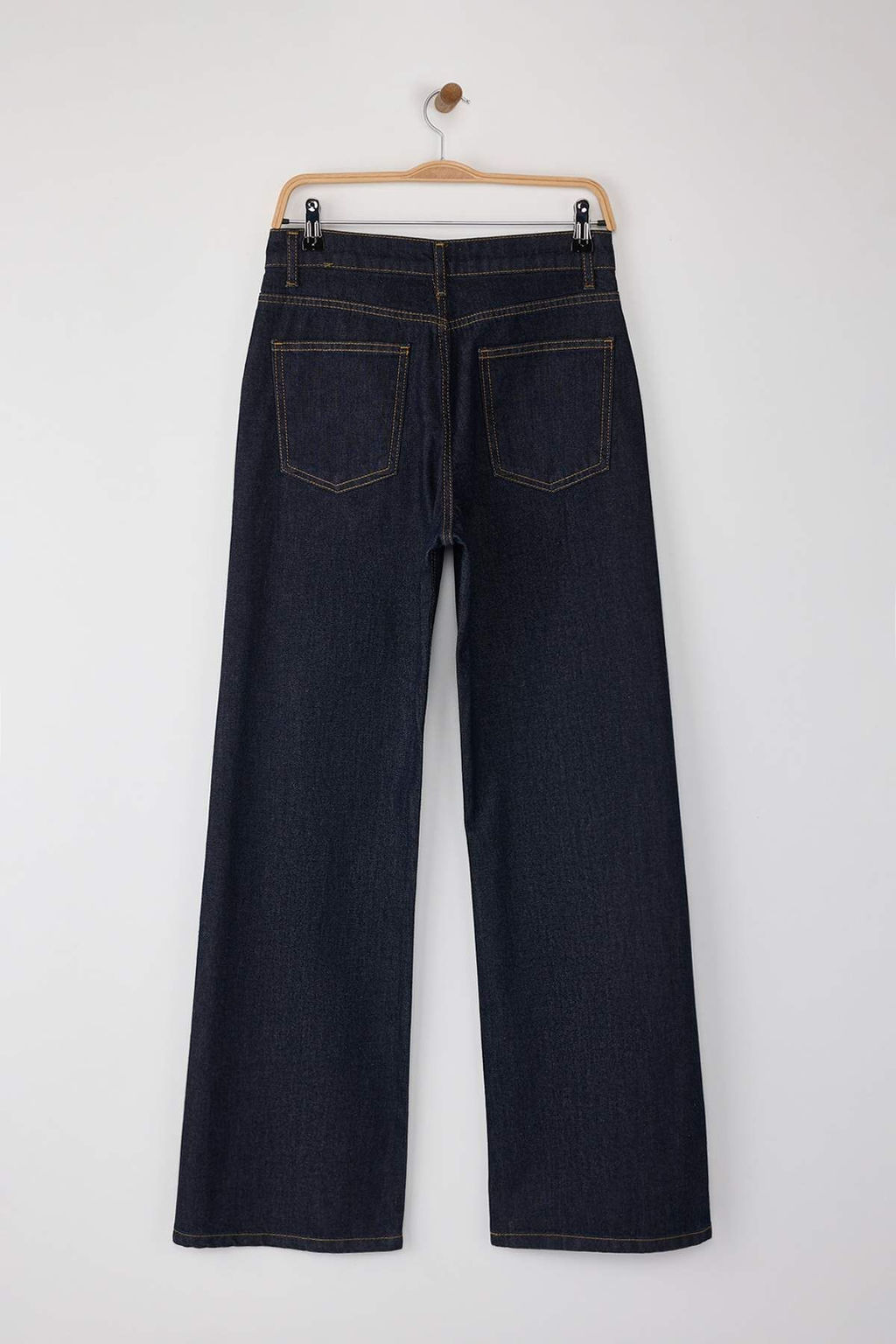 Koyu Mavi Yuksek Bel Wide Leg Jeans TWOAW26JE00007 - Trendyolmilla фото 6
